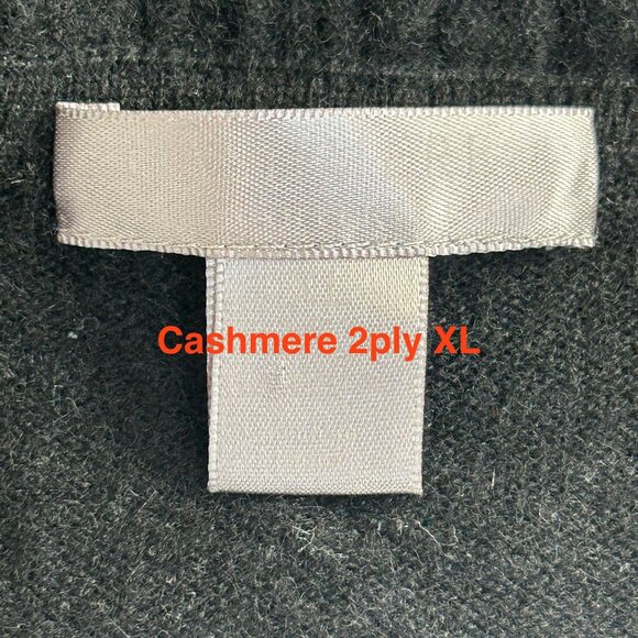 Women's Black 2-Ply Cashmere Sweater XL V-Neck Long Sleeve Pullover Soft Warm - Picture 3 of 6